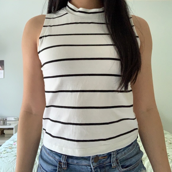 Striped Mock Neck Tank - Picture 1 of 4